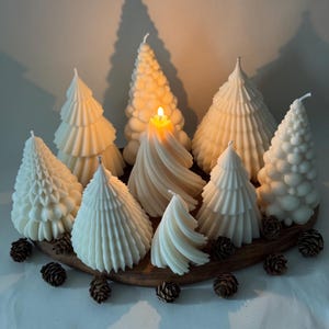 Kerze Tannenbaum Weihnachtsbaum geschmückt aus Rapswachs, Tannenbaum Kerze Weihnachten Winter, Rapswachs Weihnachtsbaum, Adventskranz Kerze