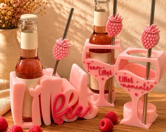 Set regalo ai frutti di bosco, portabottiglie ai frutti di bosco, regalo per una serata tra amiche, set regalo per aperitivo, portabottiglie da 200 ml
