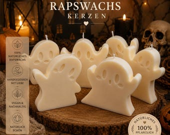 Ghost Candle Halloween, Spooky Candle made of rapeseed wax, Handmade Halloween Candle, Haunted Candle, Halloween Decoration Candle