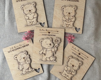 Personalized wooden get well soon card, get well soon card, get well soon card, get well soon gift, get well soon card