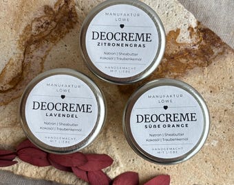 Deocreme vegan 70g im Glastiegel, Deocreme aluminiumfrei, Deocreme mit Natron, vegane Deocreme, aluminiumfreie Deocreme, Natron Deocreme