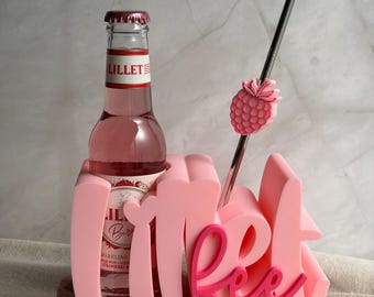 Lillet Geschenkset Flaschenhalter, Lillet Halter Geschenk, Lillet Deko Set, Lillet Geschenkidee, Lillet mit Strohhalm Topper