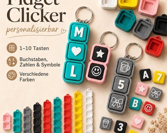 Personalized fidget clicker, personalized clicker, fidget clicker with letters, clicker with numbers, clicker with symbols