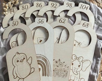 Kleidertrenner, Größentrenner Größe 32 bis 176 | aus Sperrholz | Kleiderschrank | Babyzimmer | Kinderzimmer | Geschenk zur Geburt