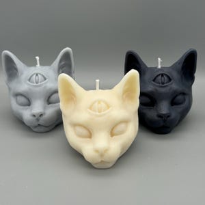 Three-eyed cat candle, Three-eyed cat candle, Candle with three-eyed cat, Gothic cat candle, Mystical cat, Fantasy cat, Cat candle