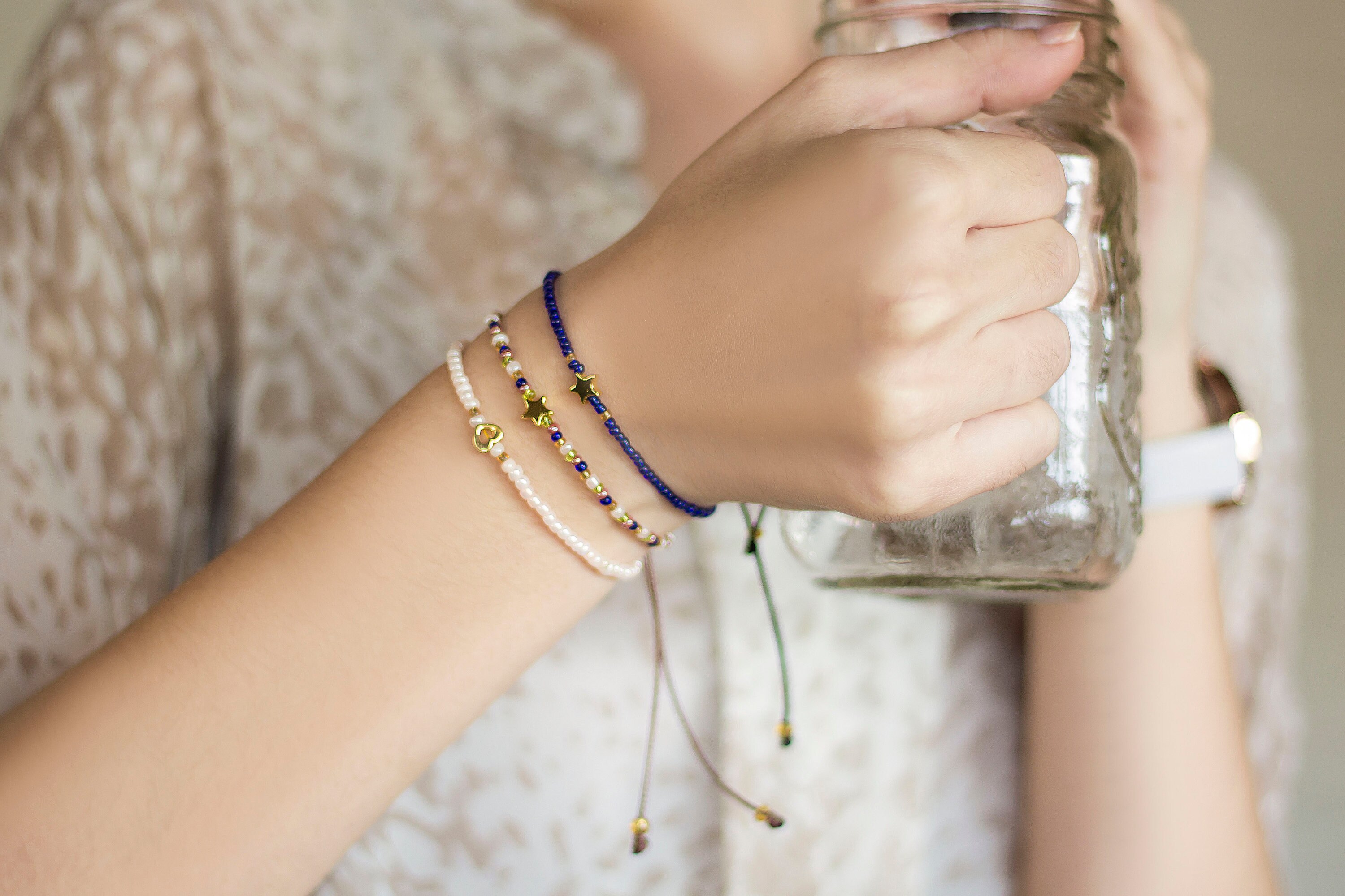 Heart bracelet Gold heart charm bracelet small heart cord Etsy