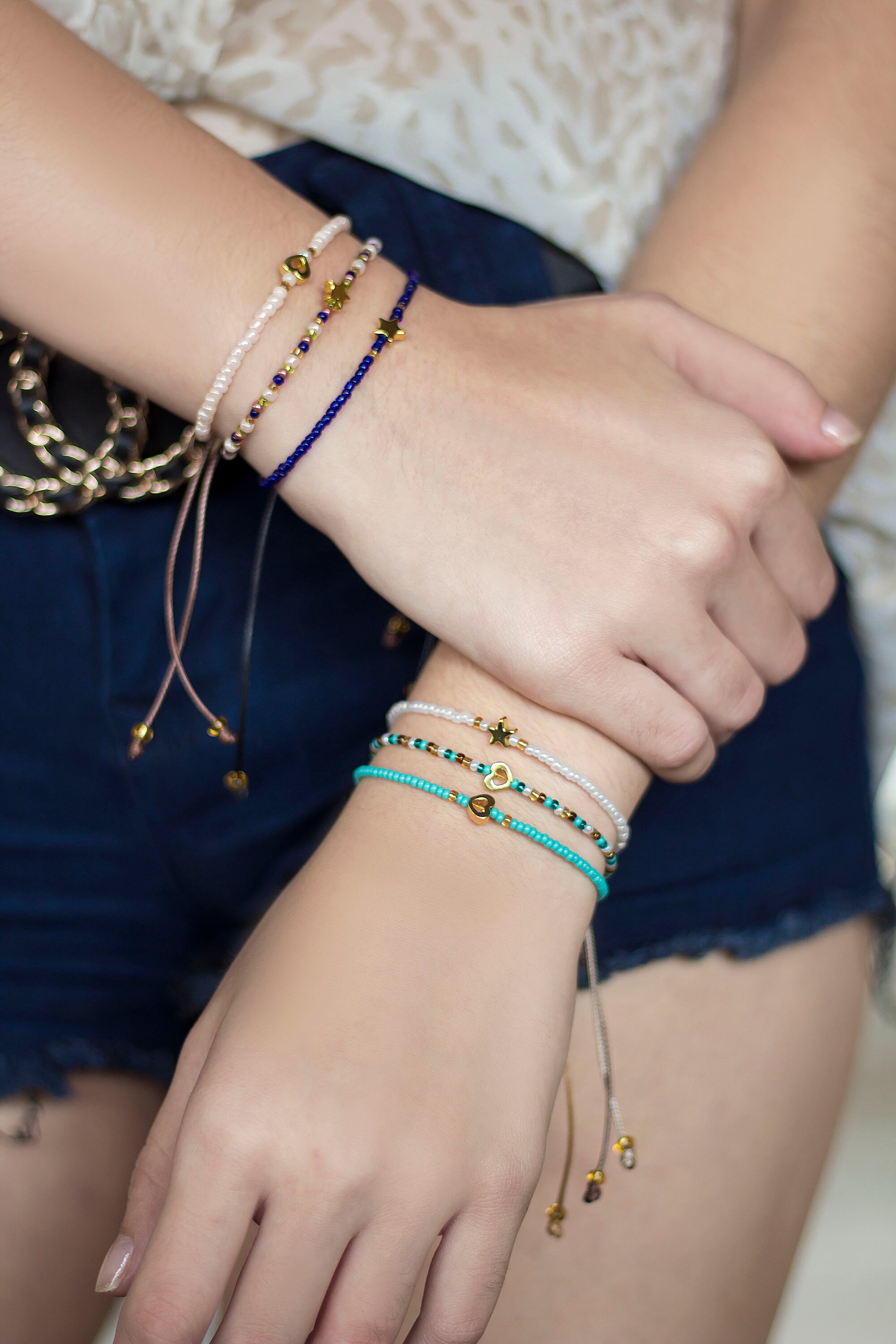 Heart bracelet Gold heart charm bracelet small heart cord Etsy