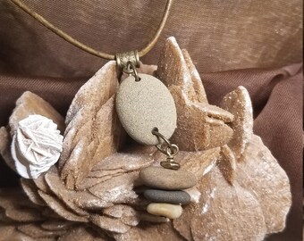 Beach Stone, Stack, River Tumbled Stoned, Necklace