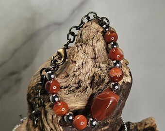 Bracelet en cornaline et hématite