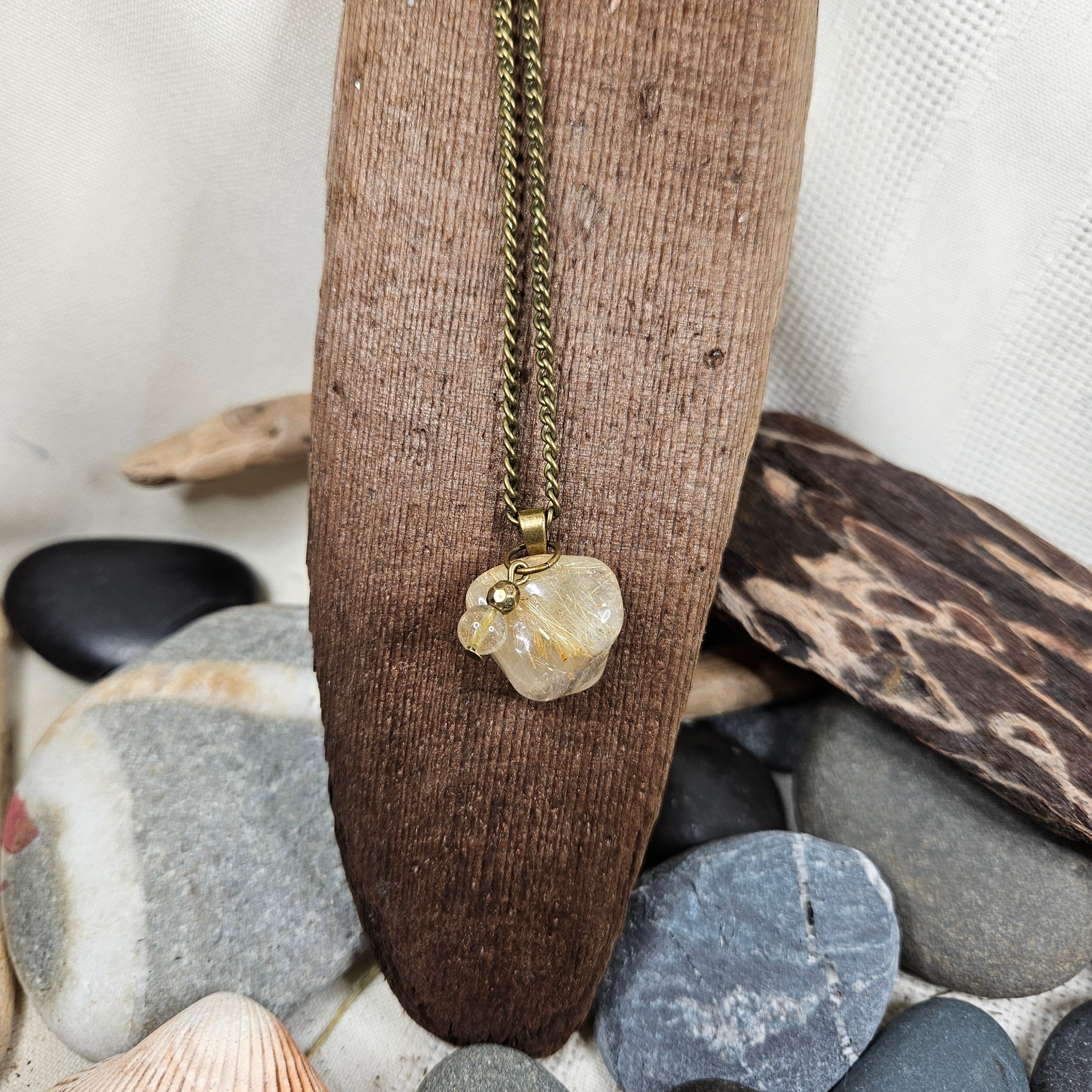 アクセサリー RUTILE QUARTZ+GLASS BEADS BRASS NECKLACE RUTILE QUARTZ + GLASS BEADS BRASS NECKLACE – THE SHOP YOHJI