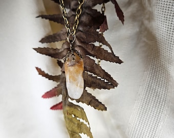 Accueil Quartz roulé, Chaîne en laiton, Collier
