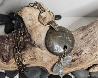 Pierre roulée PNW, percé, pendentifs en calcite bleue brute, chaîne pour trombone, collier