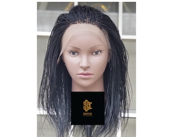 Micro Twist Braided Wigs For Women, Tiny Short Box Braids Wig For Office, Handmade Gift For Brides, Trendy Hairstyle For Protective Styling