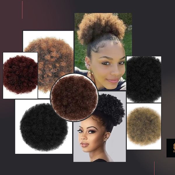 Afro Haarknoten Pferdeschwanz Erweiterung | Kordelzug für Date Night Hochsteckfrisur