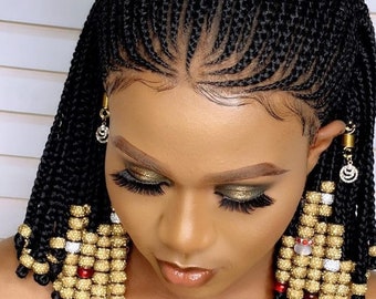Cornrow Braided Wigs | Ghana Weaving | Lace Wig | Baby Hair | Gift For Women | Twist Braid | Box Braid