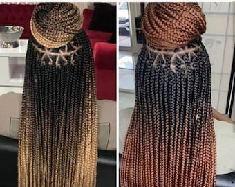 Ombre Braid | Two Tone Braided Wig | Twist Braid | Box Braid  | Gift For Her - Made With Normal Closure