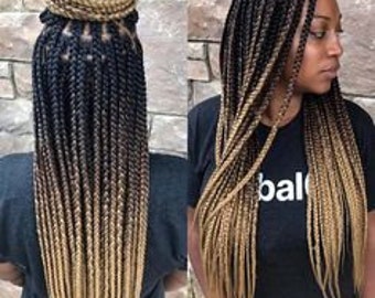 Ombre Braid | Two Tone Braided Wig | Twist Braid |  Gift For Her - Made With 360 Closure