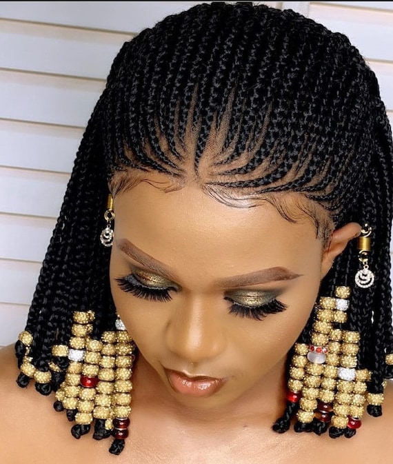 Cornrow Braided Wigs Ghana Weaving Lace Wig Baby Hair Gift for