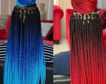 Ombre Braid | Two Tone Braided Wig | Twist Braid | Gift For Her - Made With Frontal Closure