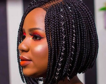 Short Bob | Braided Wig | Twist Braid | Handmade | Natural Looking
