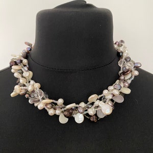 Fresh water baroque Pearl multi strand statement necklace