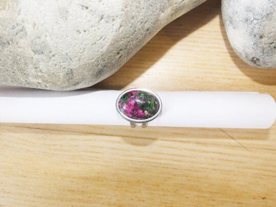 Bague Zoisite Rubis – Pierre Précieuse Verte – Taille 8,25 – Argentée Plaquée – Fait Main En Inde – Droits Livrés Payés