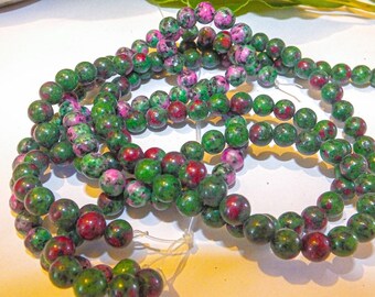 Zoisite Ruby - 120 pearls 6mm - Semi precious natural fine stones