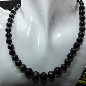 Collier en obsidienne dorée naturelle Perles obsidienne or image 3