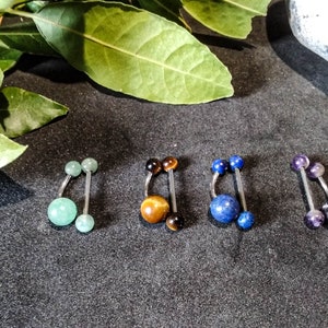 Piercing in semi-precious natural stones (lithotherapy, navel)