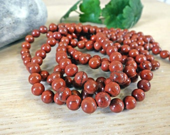 Jaspe Rouge naturel - Lot de 90 perles 8mm