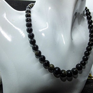 Collier en obsidienne dorée naturelle Perles obsidienne or image 2