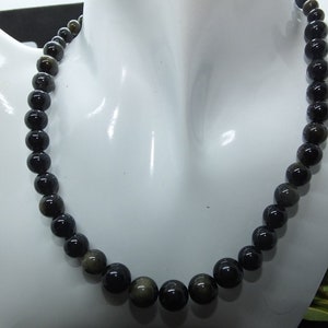 Collier en obsidienne dorée naturelle Perles obsidienne or image 1