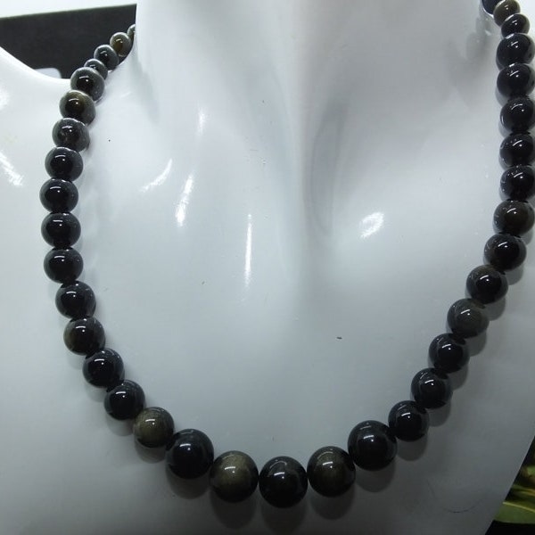 Collier en obsidienne dorée naturelle - Perles (obsidienne or)