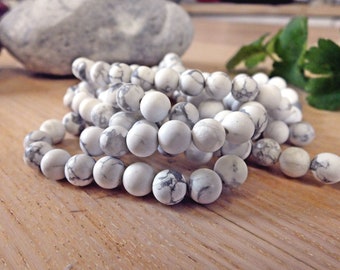 Howlite - Lot de 90 perles en (Turquoise blanche) naturelle