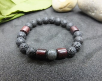 Bracelet anti Anxiété dépression pour homme - Pierre de lave / Labradorite