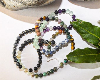 Set of 120 6mm pearls in semi-precious natural gemstones
