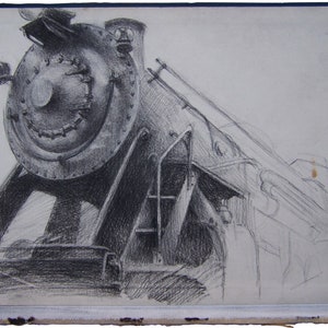 Small Train Sketch - original artwork 8.5&quot;x11.5&quot;