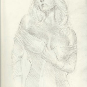 Torso Woman Sketch 8.5&quot;x11&quot; original signed art