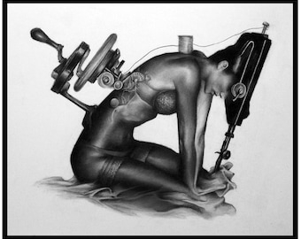 The Sewing Machine Woman -Signed 16"x20" Poster Print