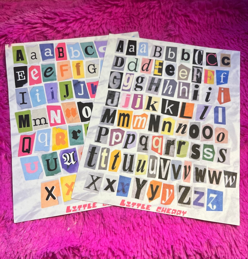 Y2K Ransom note letters deco sticker sheets 