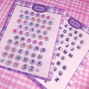 Y2k Letter Bead Style Sticker Sheets – Colorful Alphabet Stickers for Journals, Scrapbooking & Crafts