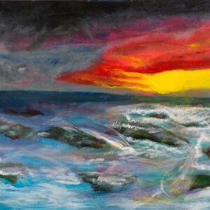 Wild sea - original scenery acrylic paiting.