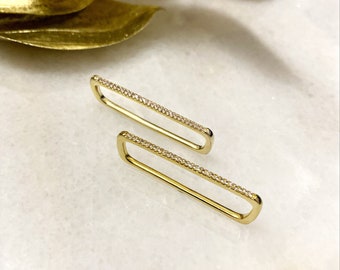 ARIA Gold Pave CZ Bar Ear Cuff