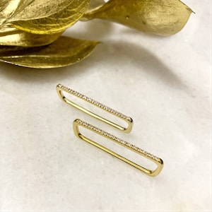 ARIA Gold Pave CZ Bar Ear Cuff