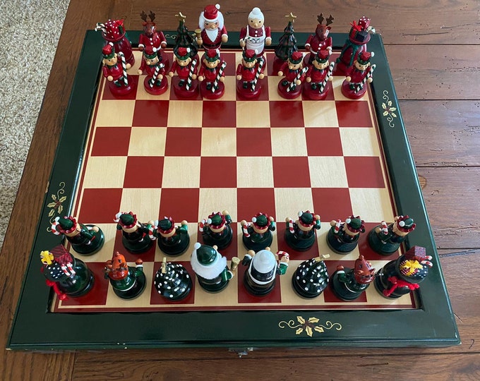 Kirkland's Wooden Christmas Chess Set Etsy