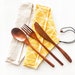 Japanese Style Wooden Cutlery Set-Zero Waste Plastic Free Utensils Set-Cotton Storage Pouch-Sustainable Kitchen 