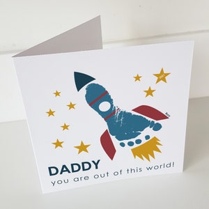 Rocket baby footprint, Father's day card, love you print, happy birthday, new daddy, daddy card, keepsake gift, printable digital option