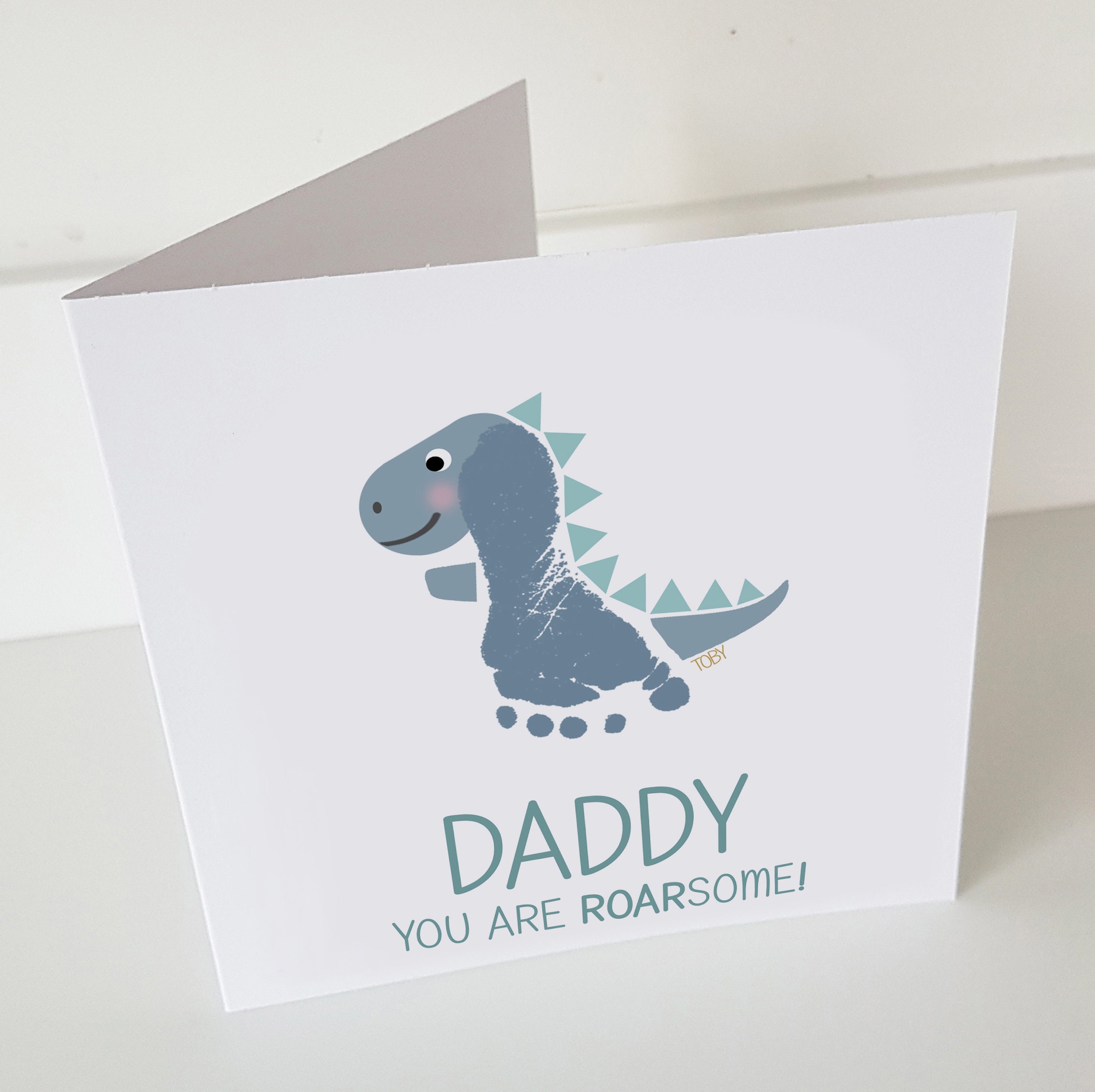 Fathers Day Card Dinosaur Baby Footprint Card Happy Birthday