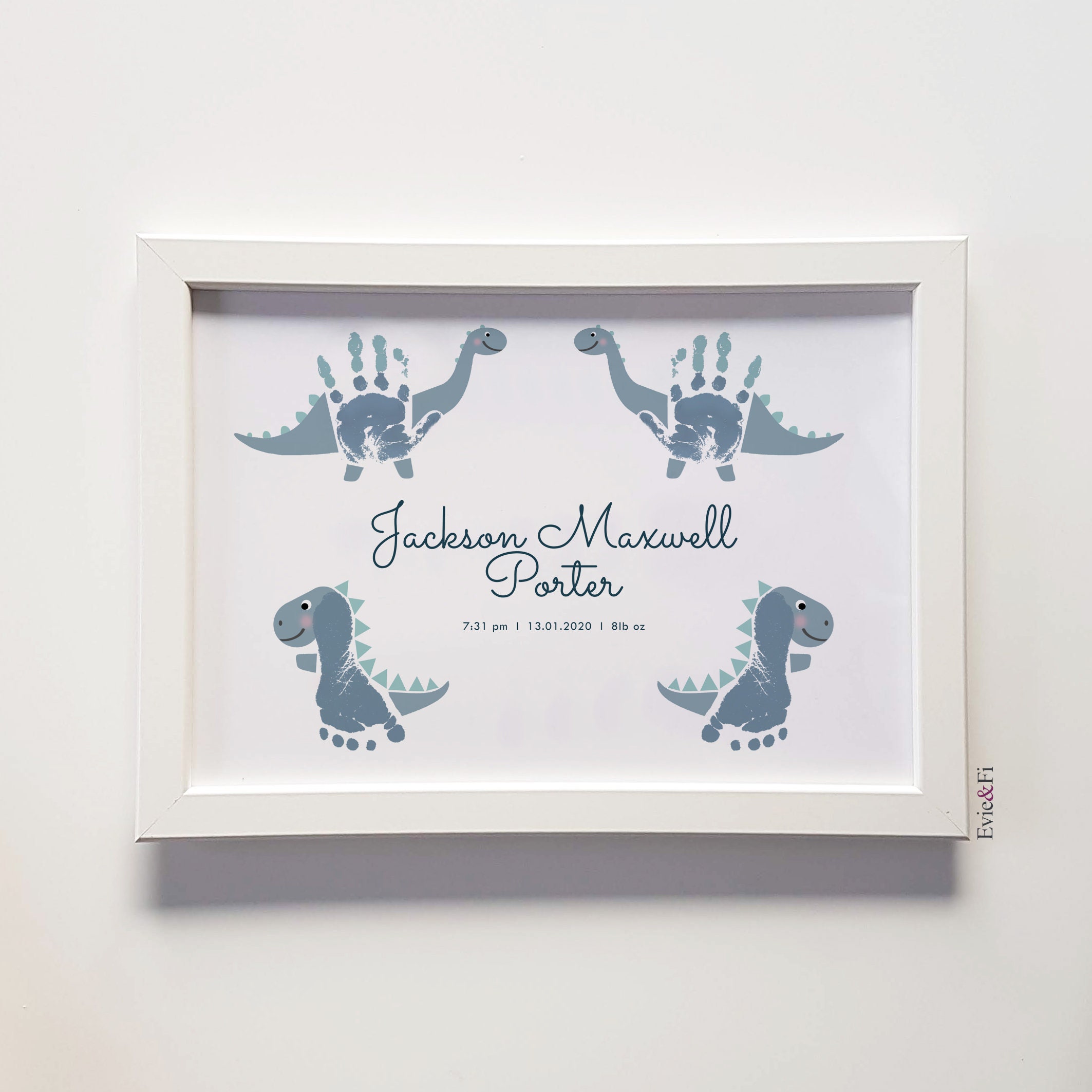 Dinosaur baby footprint print design printable nursery decor Etsy