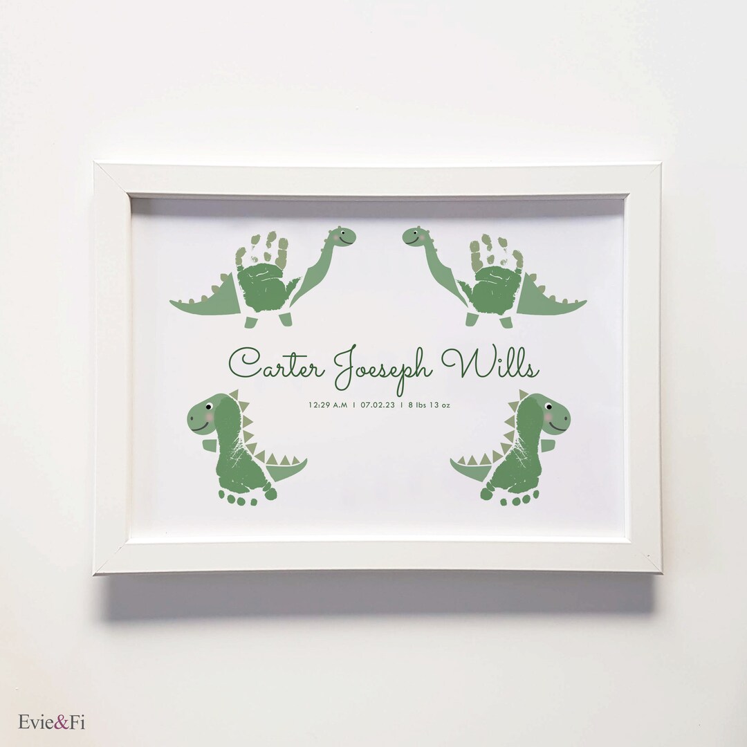 Dinosaur Baby Footprint Print Design, New Baby Print, Printable Nursery